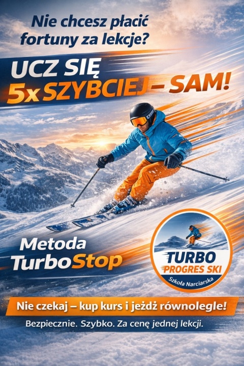 Kurs narciarski Turbo Stop - VIDEO - uczysz się sam krok po kroku jeździć na nartach lub doskonalisz jazdę